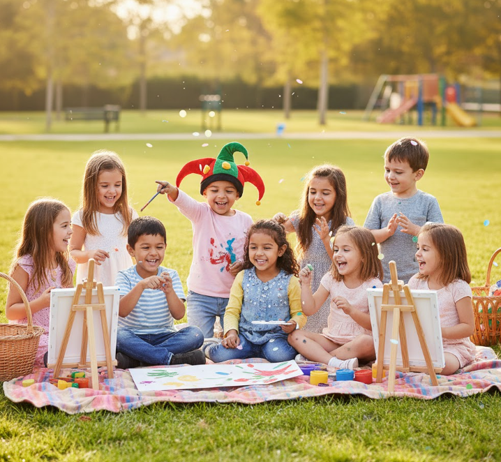 Children enjoying outdoor art activities